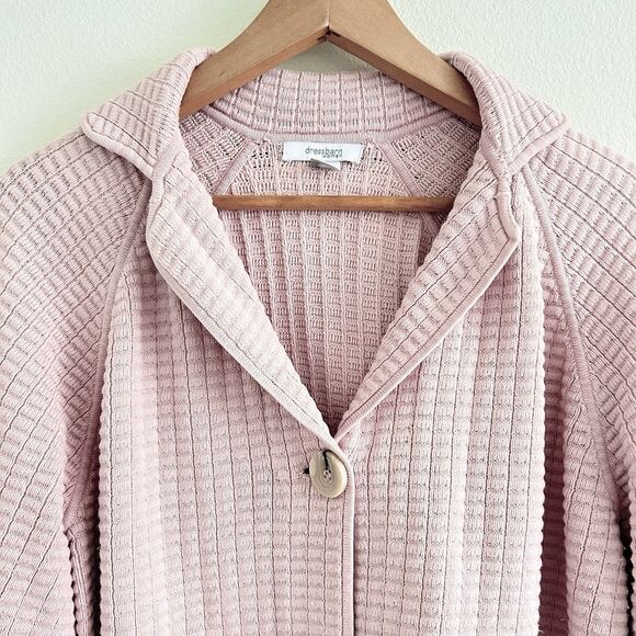 Dress Barn Women’s Size L Pink Sweater Chunky Button Cottage Coquette READ - Picture 3 of 16